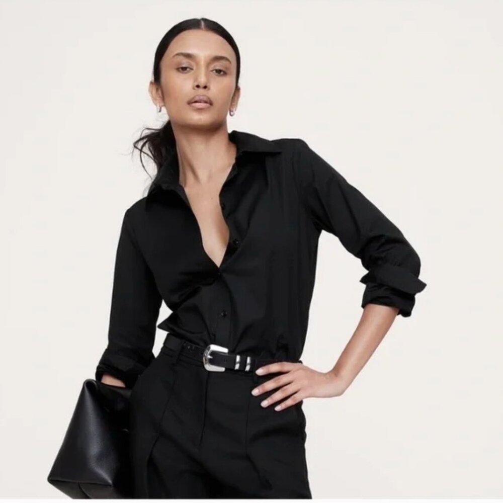 NWT Banana Republic Perfect Shirt Black Small